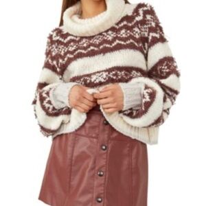 Free People Check Me Out Pullover Cowl Neck Sweater